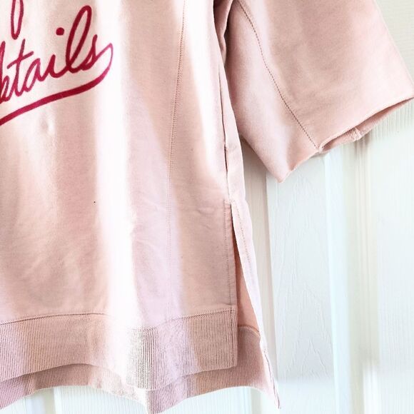 Wildfox But First Cocktails Pink Sweatshirt Cutoff Sleeves Women's Medium - Picture 4 of 6